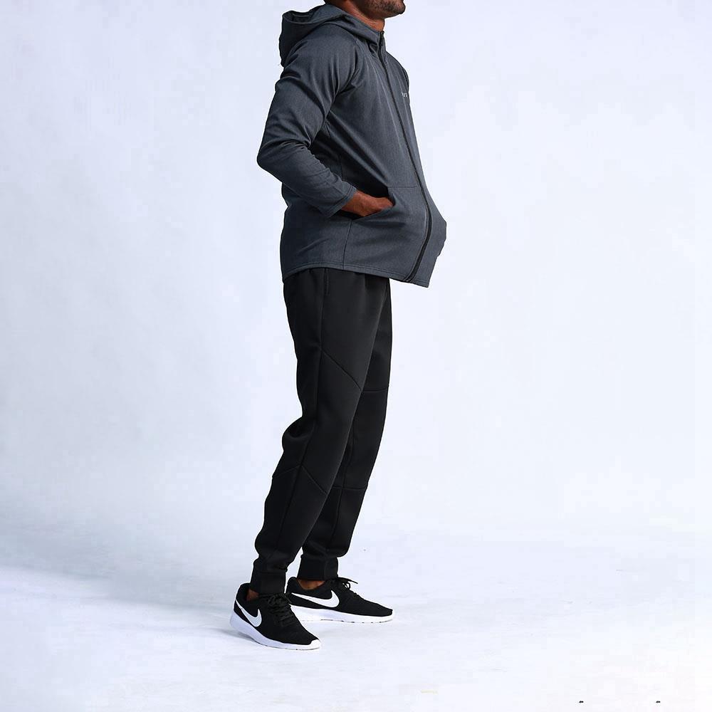 T65 Men Hooded Casual Coat Sport Fitness Active Jacket Size L - Dark Grey