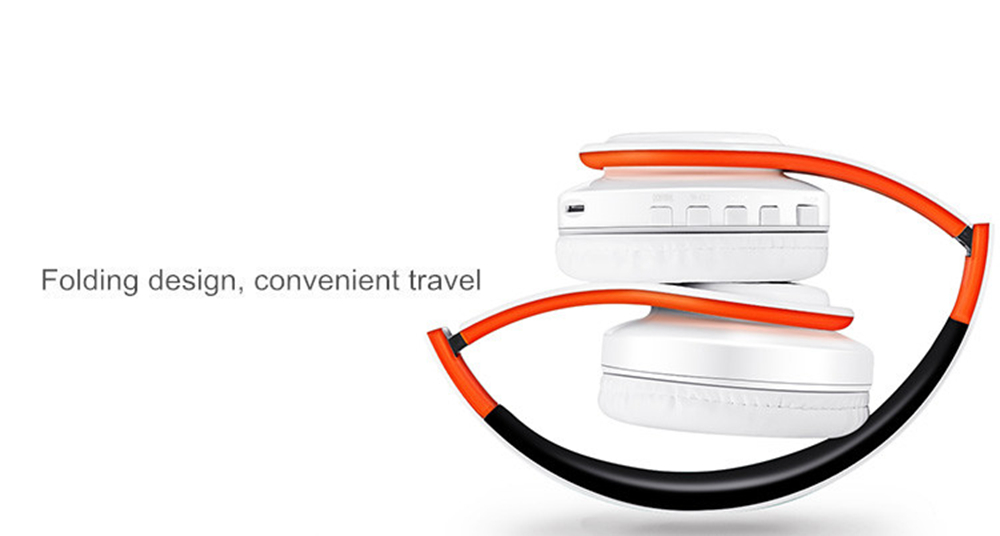 M3 Foldable Wireless Bluetooth Headphones Stereo Sound Support TF Card FM - Orange + White