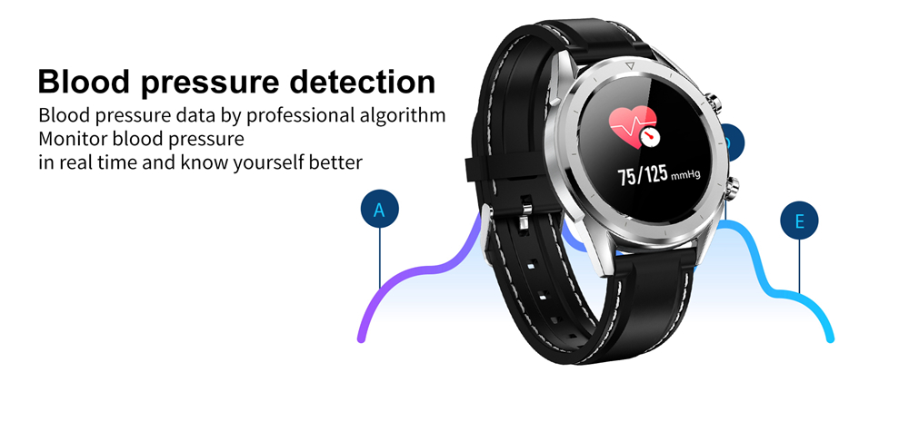 NO.1 DT28 Smart Watch 1.54 Inch TFT Screen Heart Rate Monitor ECG Blood Pressure Bluetooth4.2 IP68 Silicone Strap - Silver
