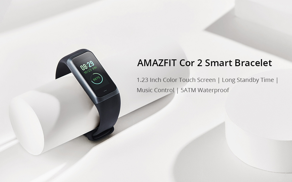 Original Xiaomi Huami Amazfit Cor 2 Smart Bracelet 2.5D Color IPS Touch Screen 1.23 Inch English Version 5ATM Water Resistant - Black