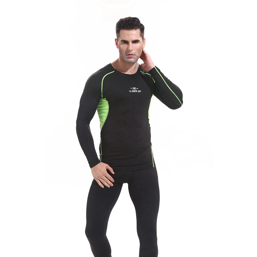 XD16 Men Fitness Sport Tight Long Sleeve T-shirt Size L - Green