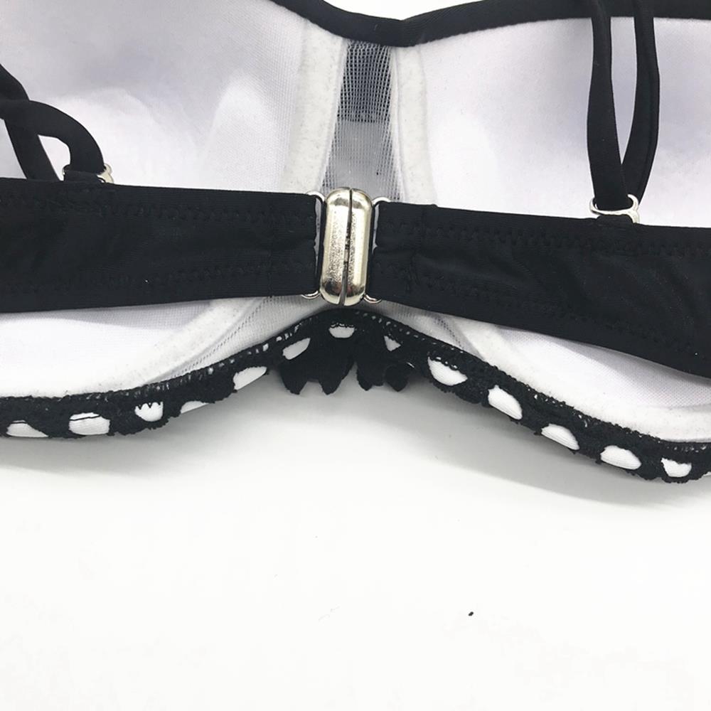 BK87 Women Mesh Bikini Two-piece Straps Swimsuit Size L - Black