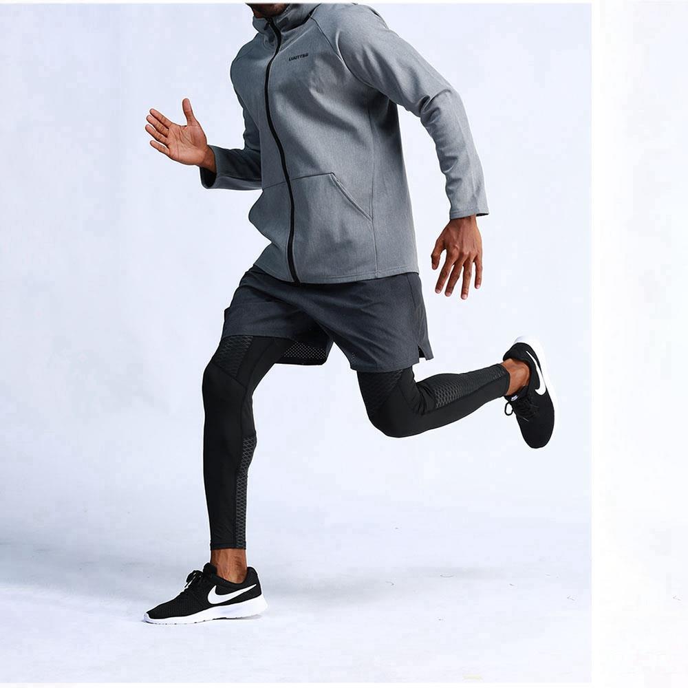 T65 Men Hooded Casual Coat Sport Fitness Active Jacket Size XXL - Grey
