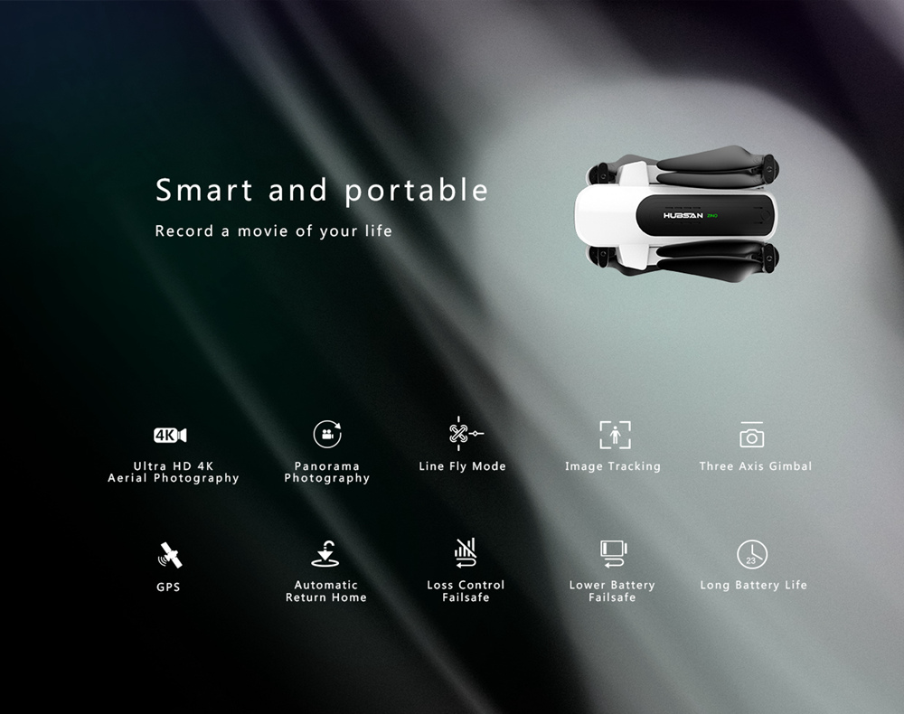 Hubsan H117S Zino 4K GPS 5G WIFI FPV RC Drone With 3-Axis Gimbal White - Portable Version