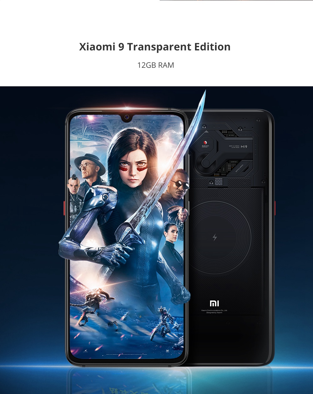 Xiaomi Mi 9 6.39 Inch 4G LTE Smartphone Snapdragon 855 6GB 128GB 48.0MP+12.0MP+16.0MP Triple Rear Cameras MIUI 10 In-display Fingerprint NFC Fast Charge - Blue