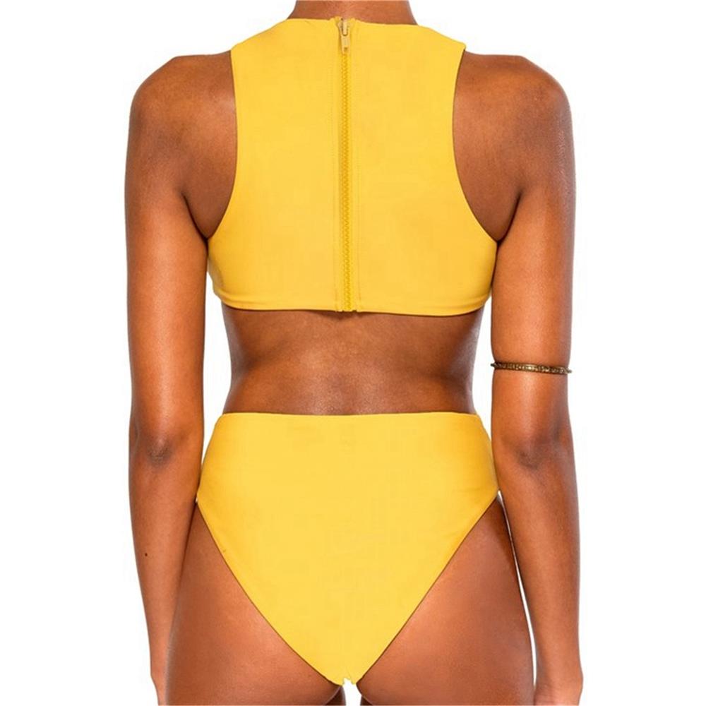 BK81 Women Sexy Irregular One-piece Tight Swimsuit Size L - Yellow
