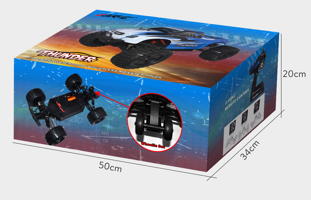 JJRC Q48 THUNDER 2.4G 1:10 4WD Waterproof Brushless 70km/h Off-road RC Car Monster Truck RTR - Red