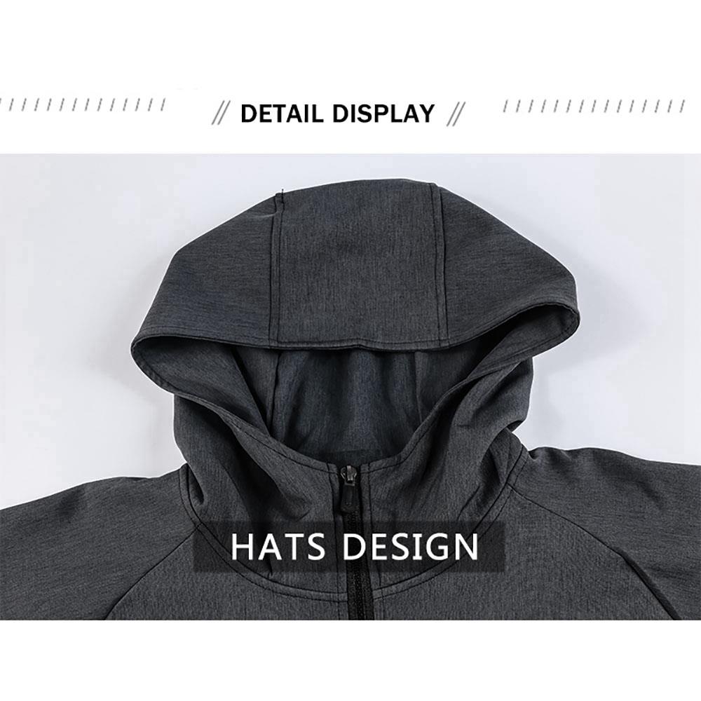 T65 Men Hooded Casual Coat Sport Fitness Active Jacket Size XXL - Grey