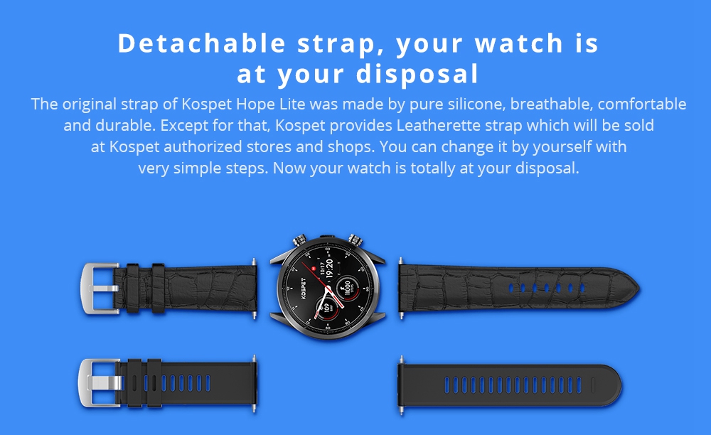 Kospet Hope Lite 4G Smartwatch Phone Android 7.1 MTK6739 Quad Core 1G RAM 16G ROM 1.39 Inch AMOLED Screen GPS WiFi Heart Rate Monitor Silicone Strap - Black