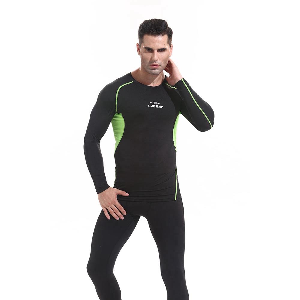 XD16 Men Fitness Sport Tight Long Sleeve T-shirt Size M - Green
