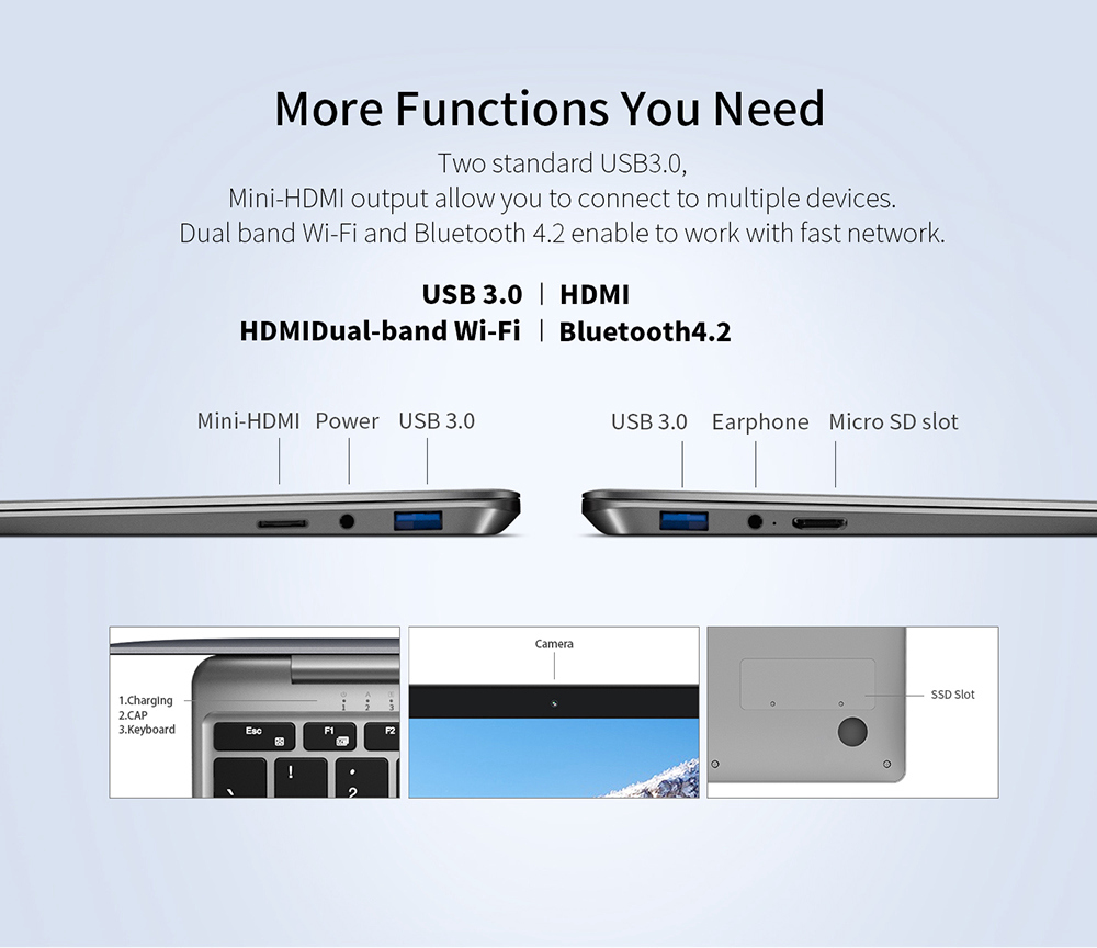 Teclast F7 Plus Laptop Intel Celeron N4100 Quad Core 14 Inch 1920*1080 IPS Screen 8GB RAM 128GB SSD Windows 10 - Silver