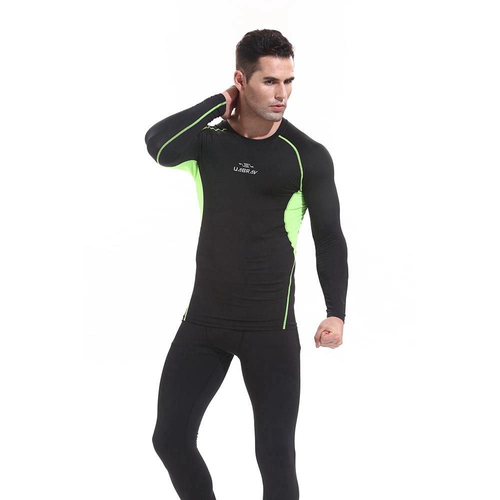 XD16 Men Fitness Sport Tight Long Sleeve T-shirt Size L - Green