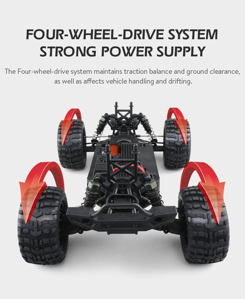 JJRC Q48 THUNDER 2.4G 1:10 4WD Waterproof Brushless 70km/h Off-road RC Car Monster Truck RTR - Red