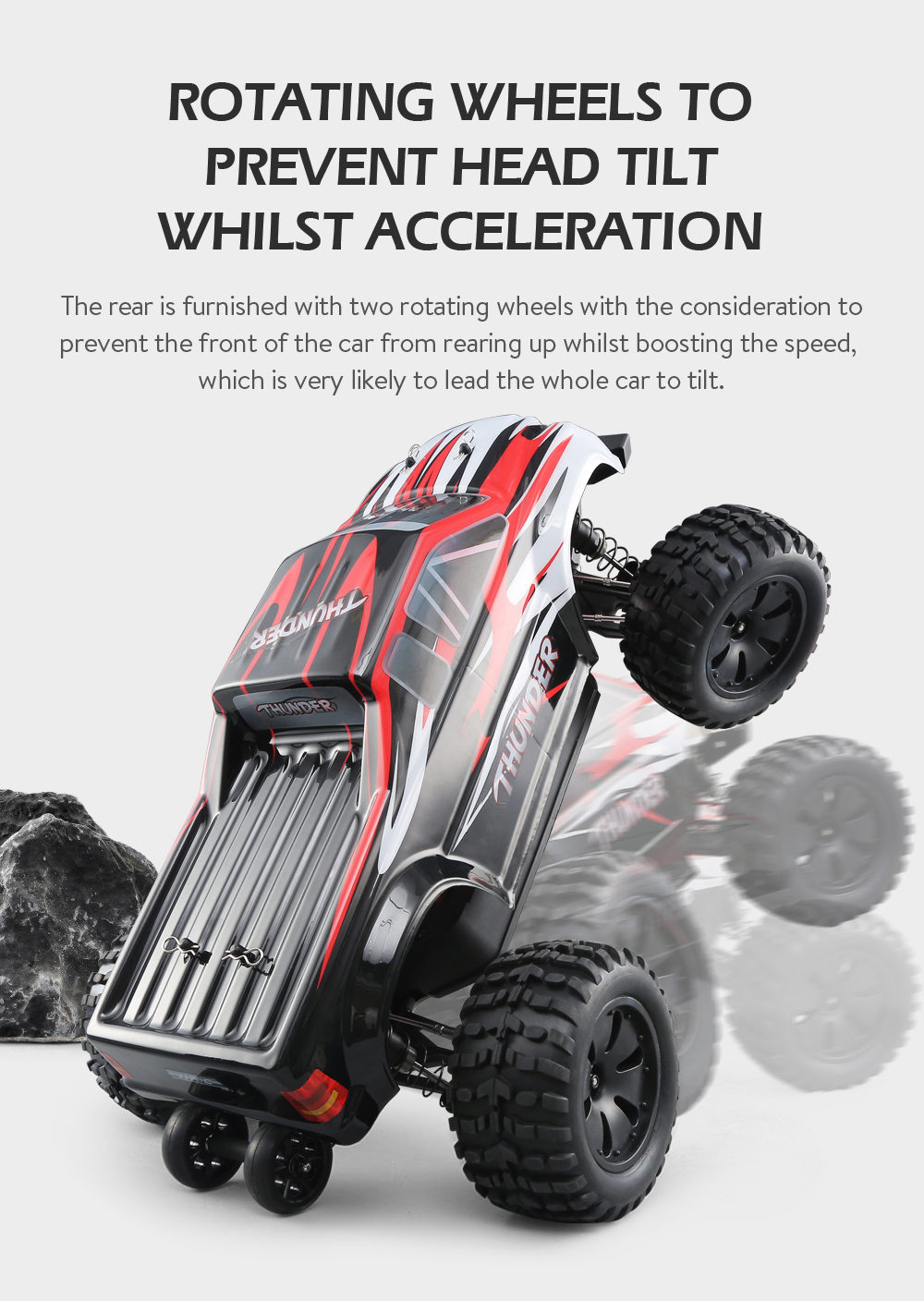 JJRC Q48 THUNDER 2.4G 1:10 4WD Waterproof Brushless 70km/h Off-road RC Car Monster Truck RTR - Red