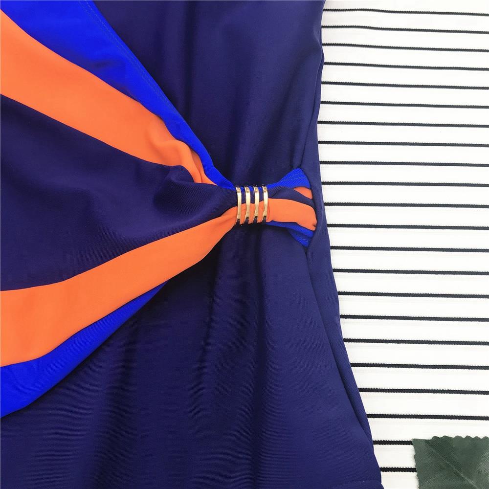 BK90 Women One-piece Hight Cut Swimwear Size S - Navy Blue