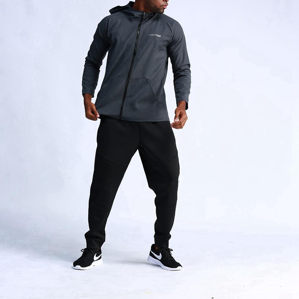 T65 Men Hooded Casual Coat Sport Fitness Active Jacket Size M - Dark Grey