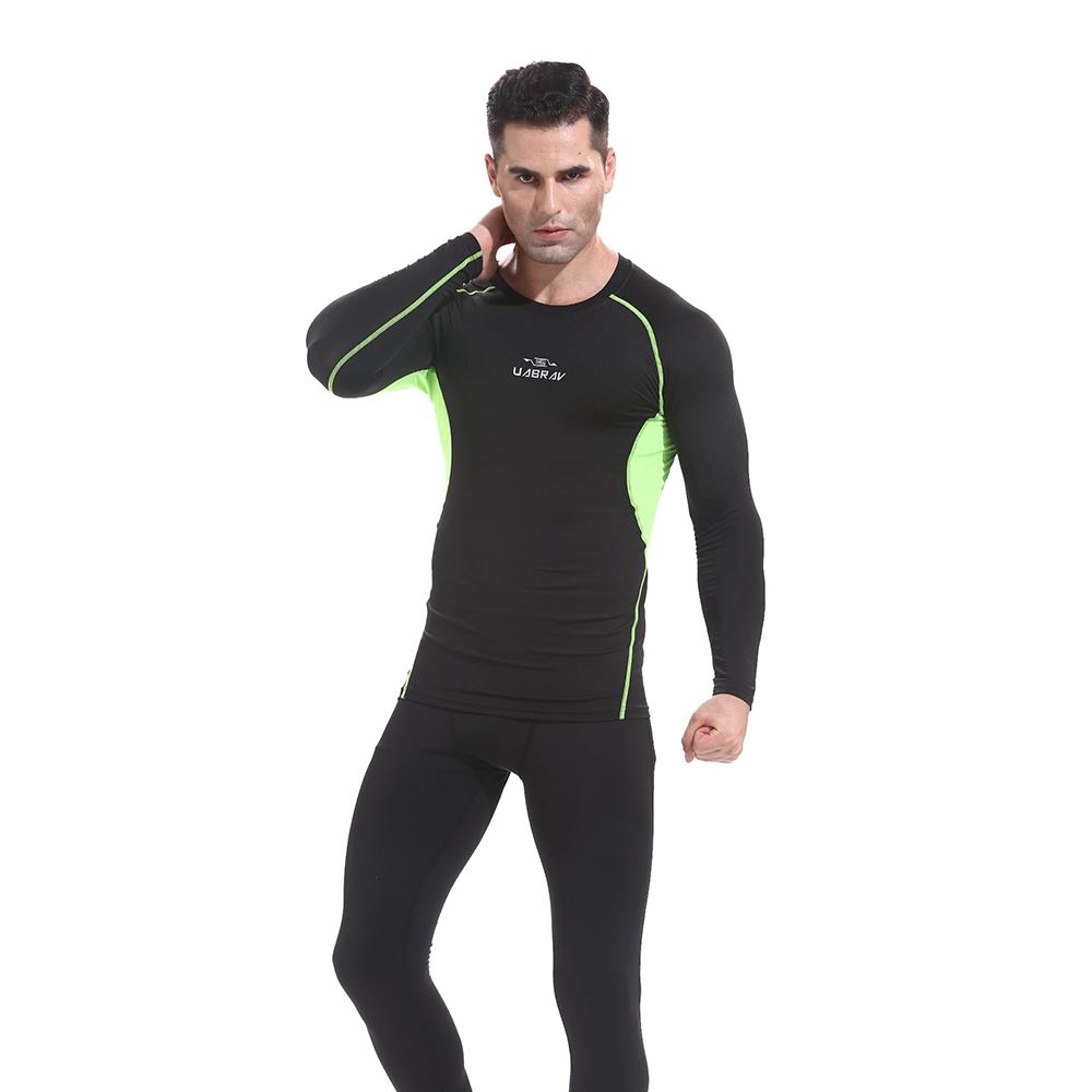 XD16 Men Fitness Sport Tight Long Sleeve T-shirt Size M - Green