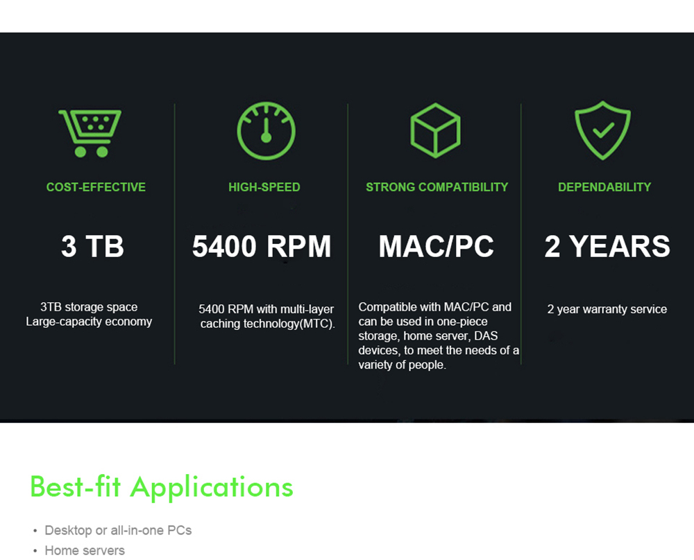 Seagate BarraCuda ST3000DM007 3TB Desktop HDD Internal Hard Drive 3.5 Inch 5400 RPM SATA 6Gb/s 256MB Cache Memory - Silver