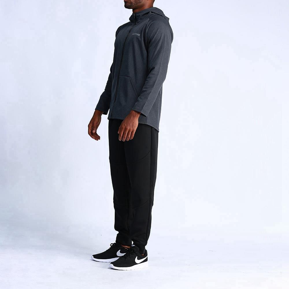 T65 Men Hooded Casual Coat Sport Fitness Active Jacket Size M - Dark Grey