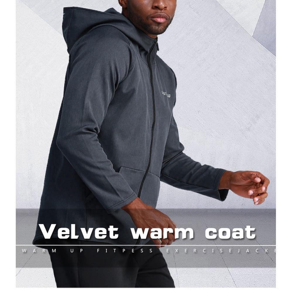 T65 Men Hooded Casual Coat Sport Fitness Active Jacket Size XXL - Grey