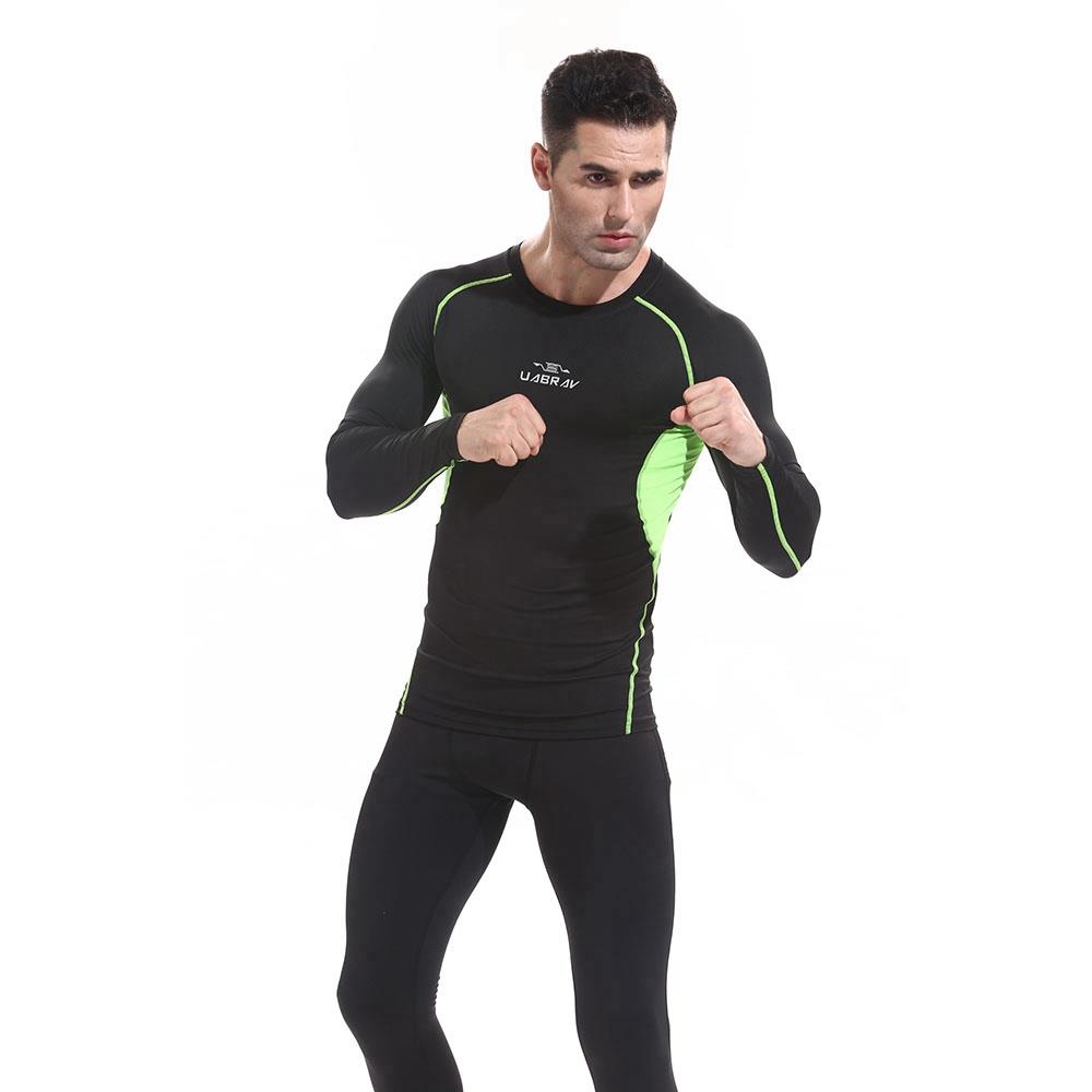 XD16 Men Fitness Sport Tight Long Sleeve T-shirt Size L - Green