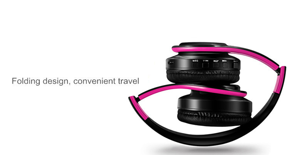 M3 Foldable Wireless Bluetooth Headphones Stereo Sound Support TF Card FM - Black + Pink