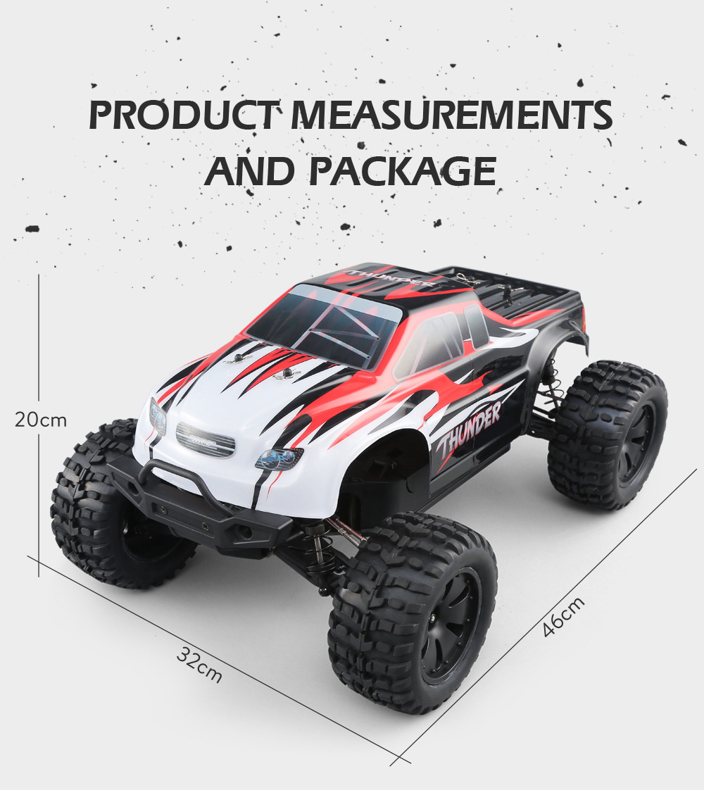 JJRC Q48 THUNDER 2.4G 1:10 4WD Waterproof Brushless 70km/h Off-road RC Car Monster Truck RTR - Red