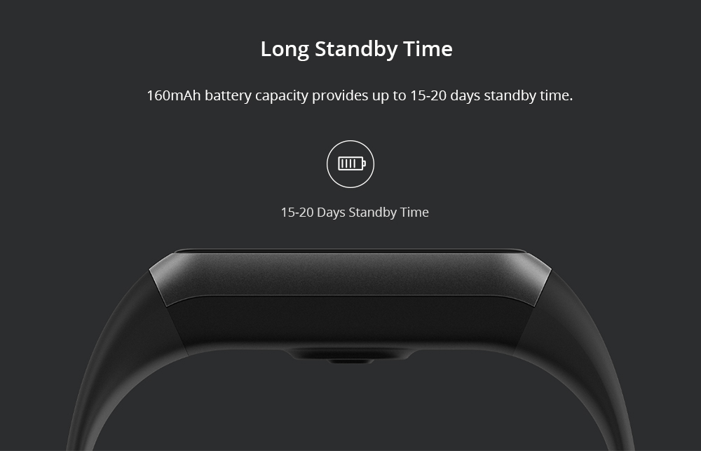 Original Xiaomi Huami Amazfit Cor 2 Smart Bracelet 2.5D Color IPS Touch Screen 1.23 Inch English Version 5ATM Water Resistant - Black