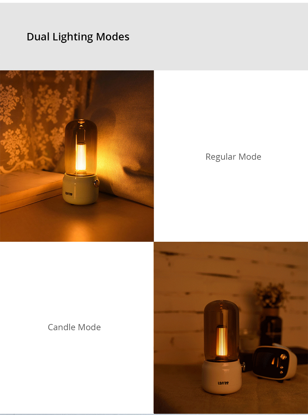 Xiaomi Lofree Candly Light USB Charging Dual Lighting Modes 1800K LED Bedside Lamp - White