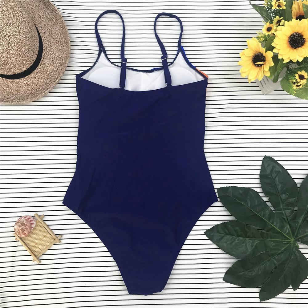 BK90 Women One-piece Hight Cut Swimwear Size S - Navy Blue