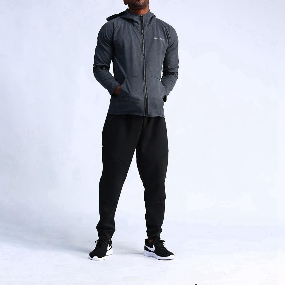 T65 Men Hooded Casual Coat Sport Fitness Active Jacket Size M - Dark Grey