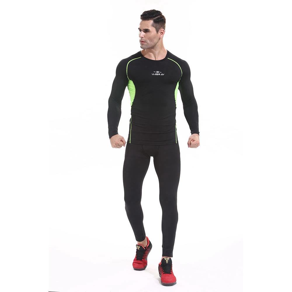 XD16 Men Fitness Sport Tight Long Sleeve T-shirt Size L - Green