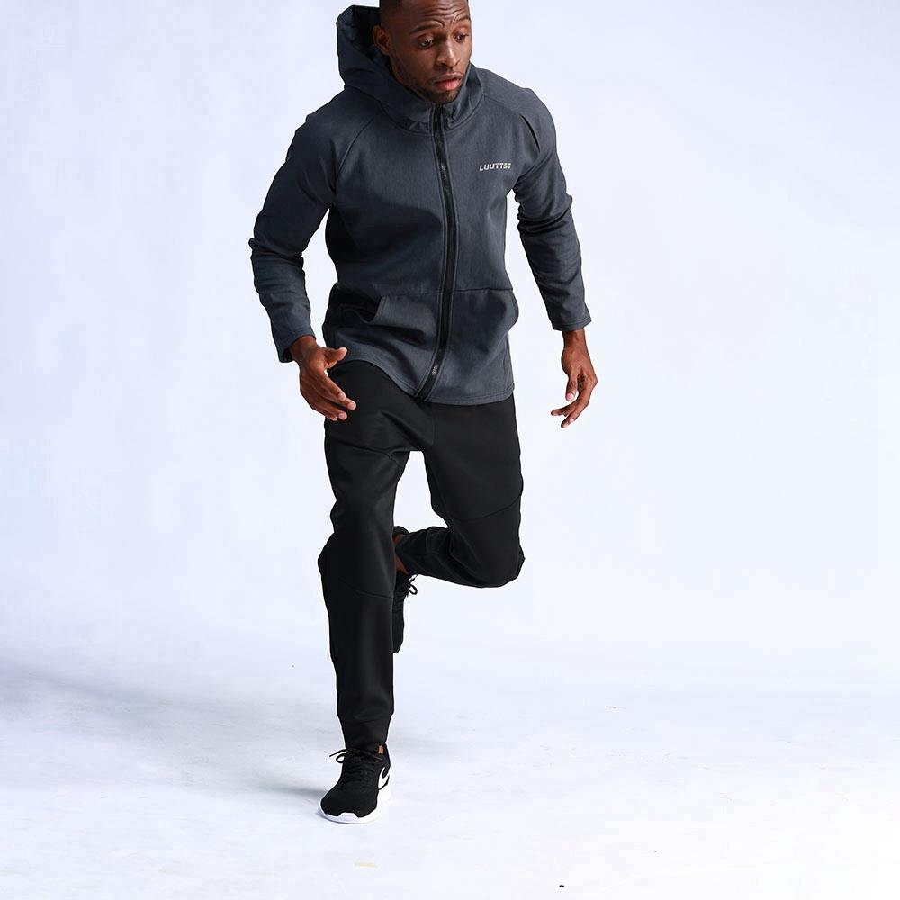 T65 Men Hooded Casual Coat Sport Fitness Active Jacket Size M - Dark Grey
