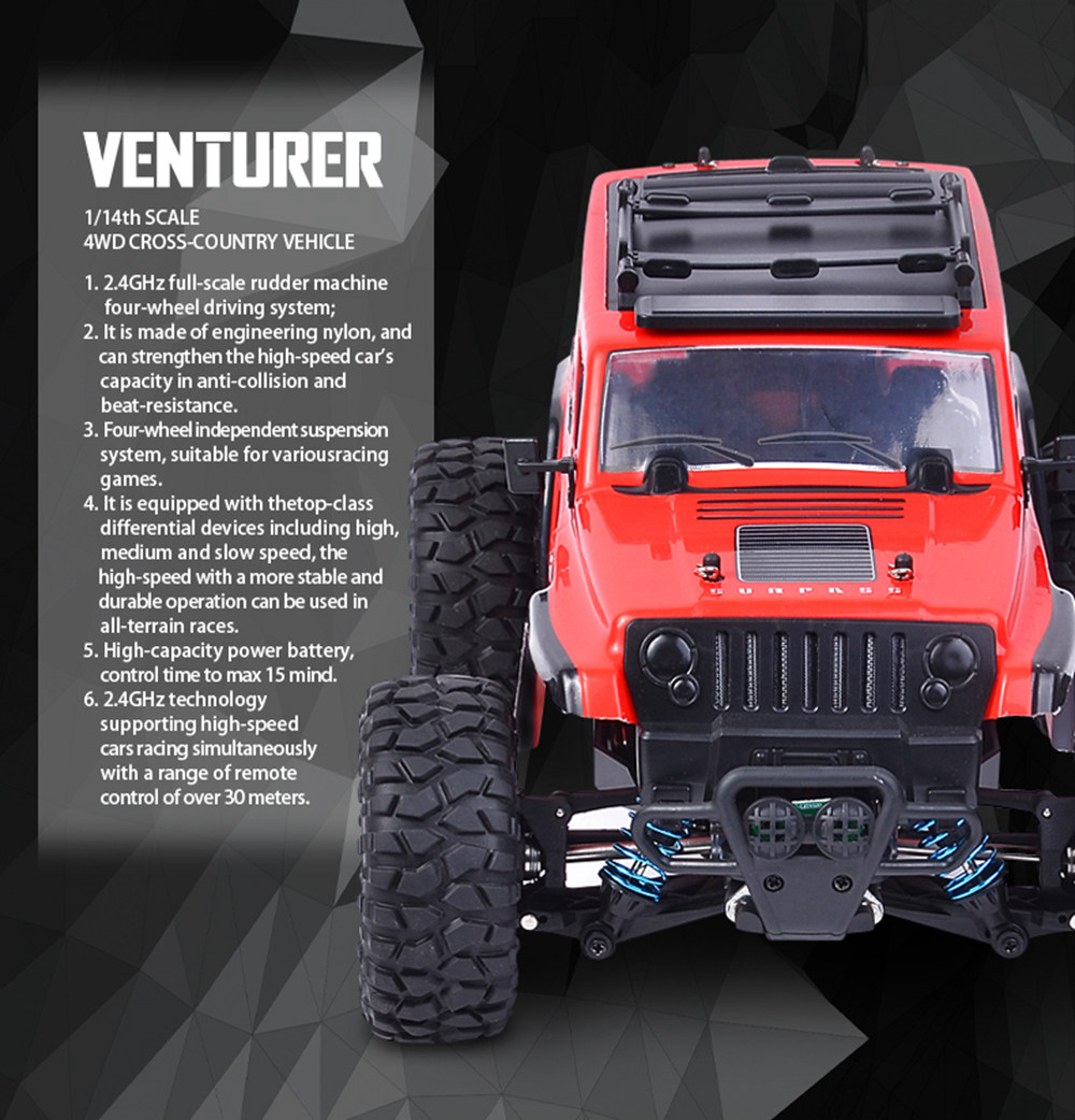SUBOTECH BG1521 Golory 2.4G 1:14 4WD Brushed Off-road RC Car RTR - Gray