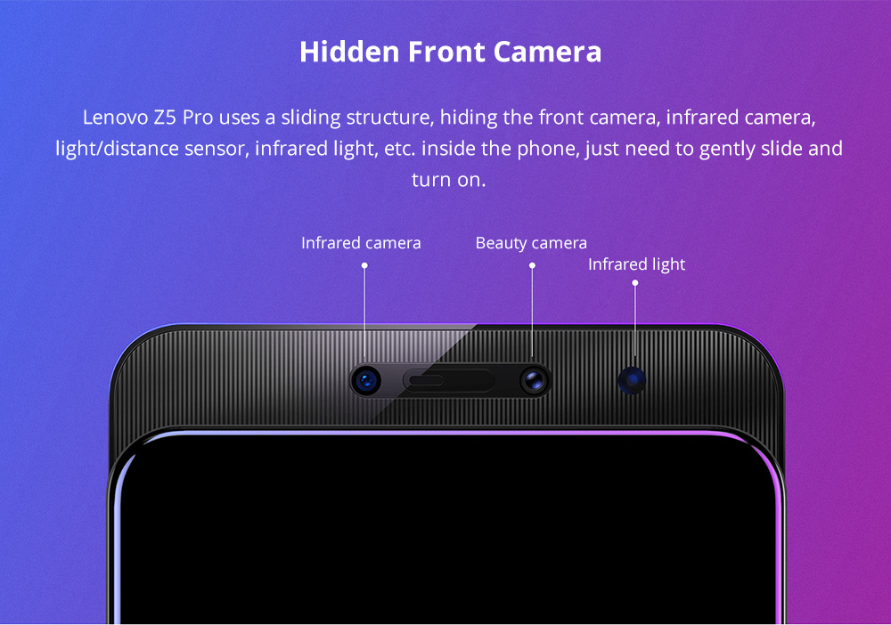 Lenovo Z5 Pro 6.39 Inch 4G LTE Smartphone Snapdragon 710 6GB 128GB 24.0MP+16.0MP Dual Rear Cameras ZUI 10 In-display Fingerprint Type-C - Black