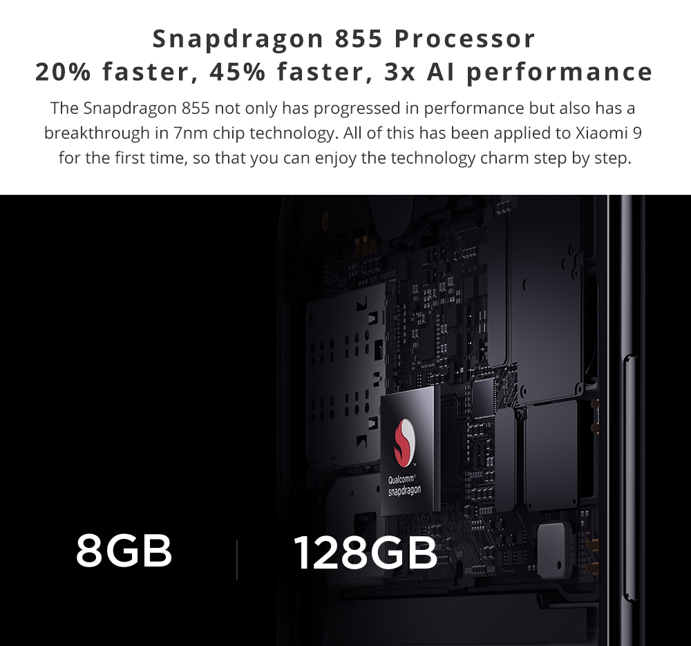 Xiaomi Mi 9 6.39 Inch 4G LTE Smartphone Snapdragon 855 6GB 128GB 48.0MP+12.0MP+16.0MP Triple Rear Cameras MIUI 10 In-display Fingerprint NFC Fast Charge - Blue