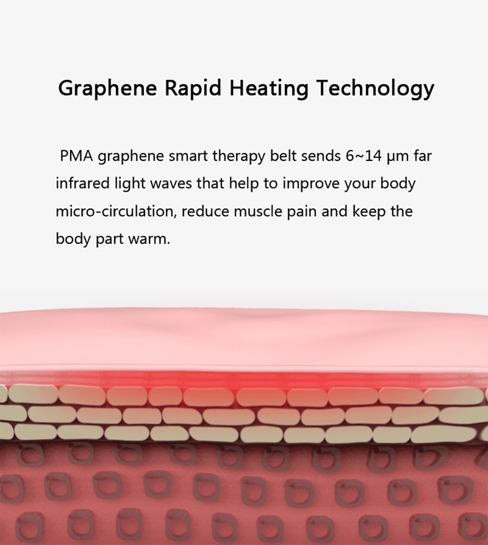 Xiaomi PMA Heating Waist Belt 100% Real Silk Graphene Therapy Ultralight Body Heater Massager - Pink
