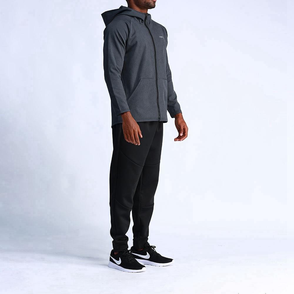 T65 Men Hooded Casual Coat Sport Fitness Active Jacket Size M - Dark Grey