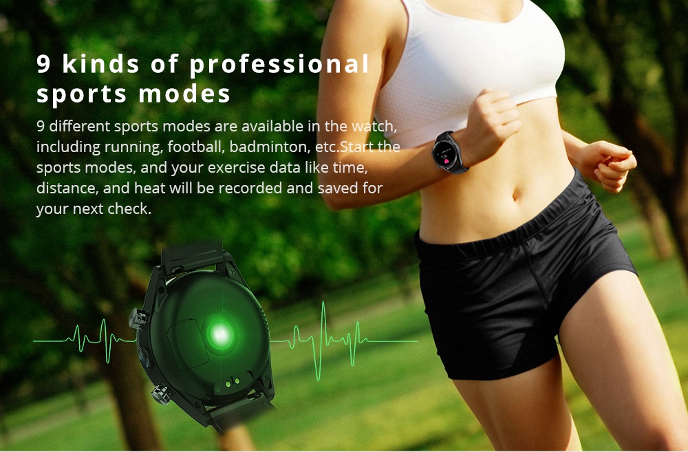 Kospet Hope Lite 4G Smartwatch Phone Android 7.1 MTK6739 Quad Core 1G RAM 16G ROM 1.39 Inch AMOLED Screen GPS WiFi Heart Rate Monitor Silicone Strap - Black