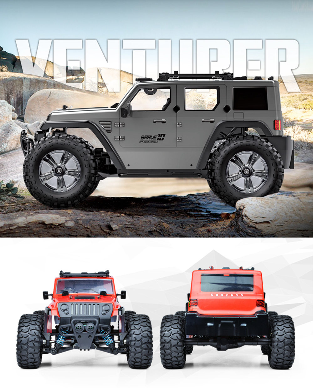 SUBOTECH BG1521 Golory 2.4G 1:14 4WD Brushed Off-road RC Car RTR - Gray