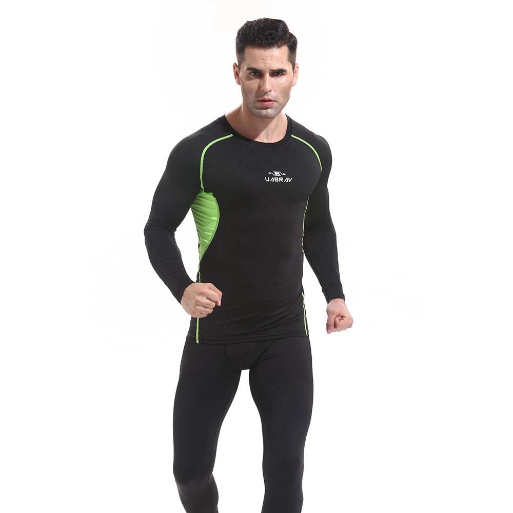 XD16 Men Fitness Sport Tight Long Sleeve T-shirt Size L - Green