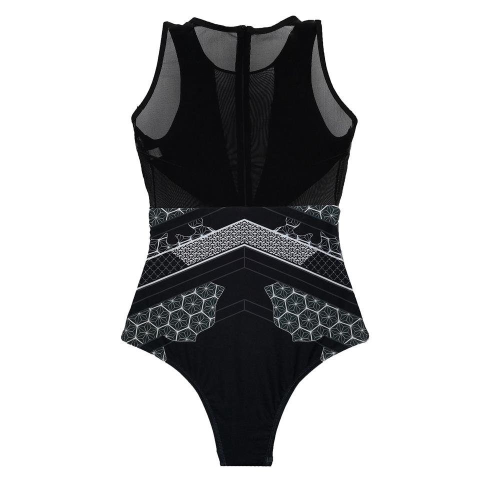 BK96 Women Floral Print One-piece Tight Swimsuit Size L - Multi-color