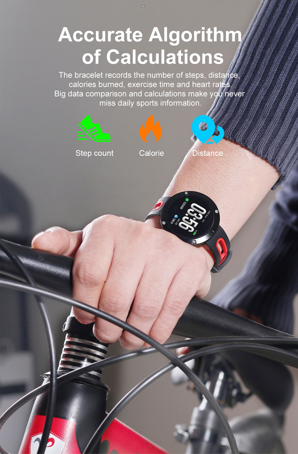 Makibes DM58 Plus Smart Watch 1.22 Inch IPS Screen Heart Rate Monitor Health Tracker IP68 - Green