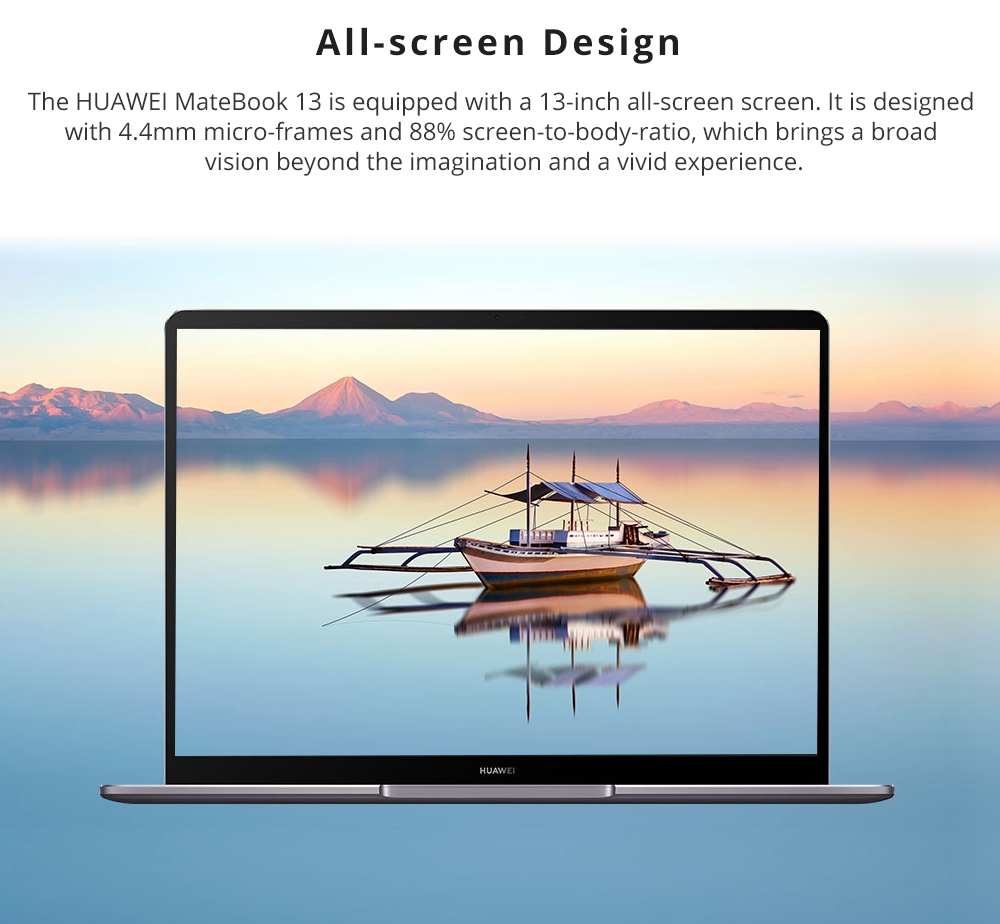 Huawei MateBook 13 laptop Intel Core i7-8565U Quad Core GeForce MX150 2GB DDR5 13" IPS Screen 2160x1440 8GB DDR3 512GB SSD - Grey