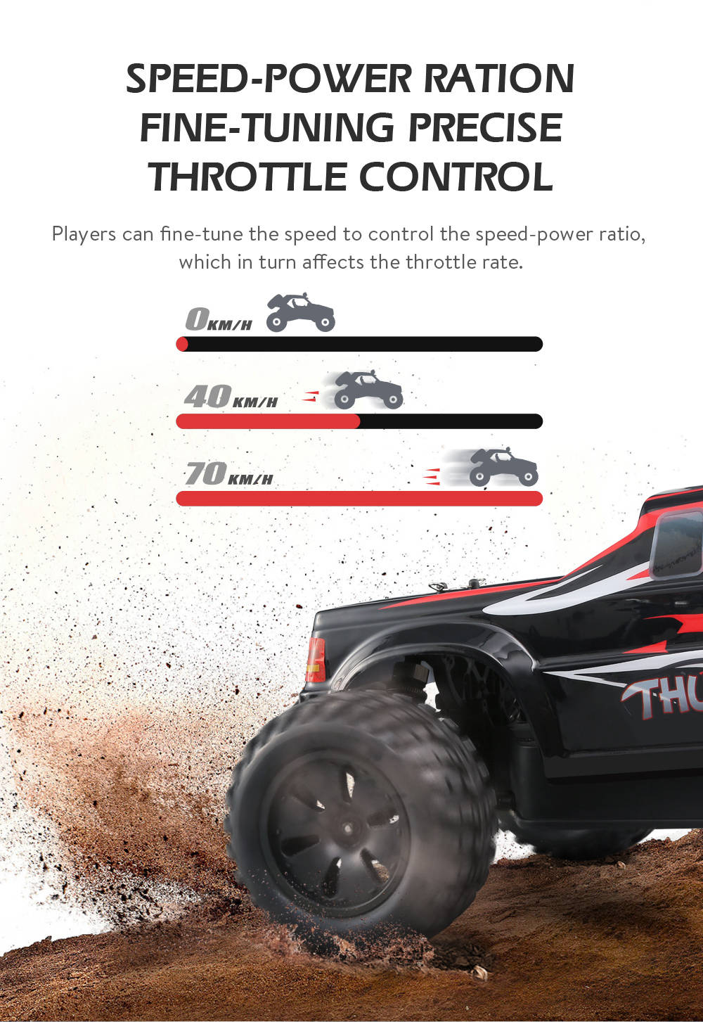 JJRC Q48 THUNDER 2.4G 1:10 4WD Waterproof Brushless 70km/h Off-road RC Car Monster Truck RTR - Red