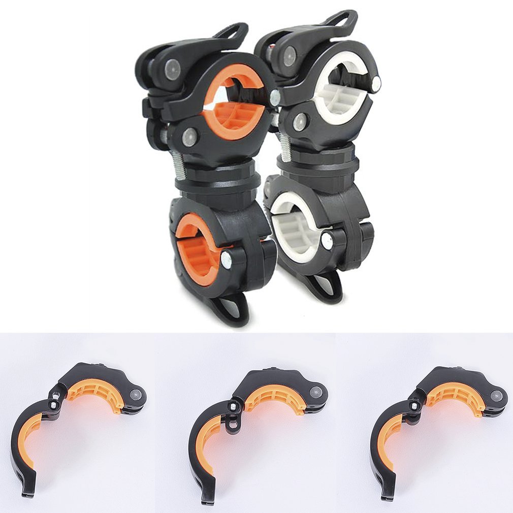 Universal Bike LED Flashlight Mount Holder 360 Degree Rotation Bicycle Accessory - Black + White