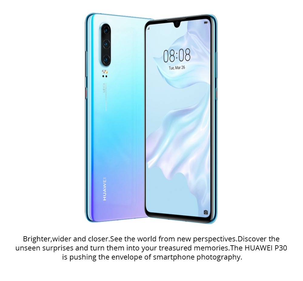 HUAWEI P30 6.1 Inch 4G LTE Smartphone Kirin 980 8GB 256GB 40.0MP+16.0MP+8.0MP Triple Rear Cameras Android 9.0 NFC In-display Fingerprint Fast Charge - Black