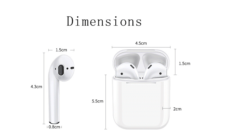 i12 Lite TWS Bluetooth 5.0 Earbuds Tap Control Stereo Sound - White