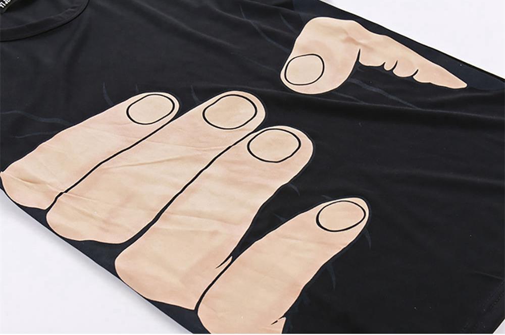 YJ01 Men 3D Printed T-shirt Short Sleeve Round Neck Tops Size XXL - Black