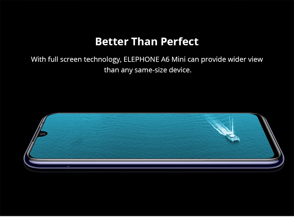 Elephone A6 Mini 5.71 Inch 4G LTE Smartphone MT6761 4GB 32GB 16.0MP+2.0MP Dual Rear Cameras Android 9.0 Face ID Fast Charge - Black